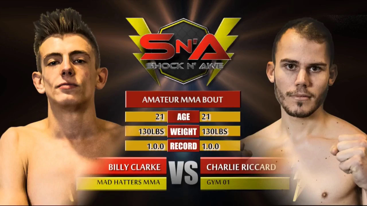 Shock N Awe 26 Billy Clarke vs Charlie Riccard Amteur MMA backdrop