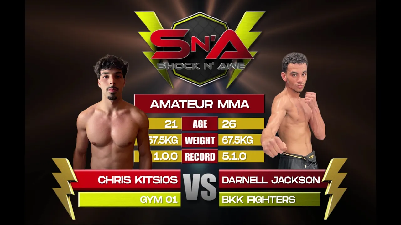 Shock N Awe 39 - Chis Kitsios vs Darnell Jackson 67.5kg Amateur MMA