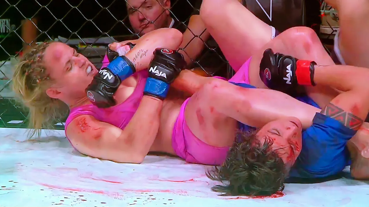 Women's MMA Cocky Women Fighters fight like brutal men - Carina Damm vs. Daiane Firmino background