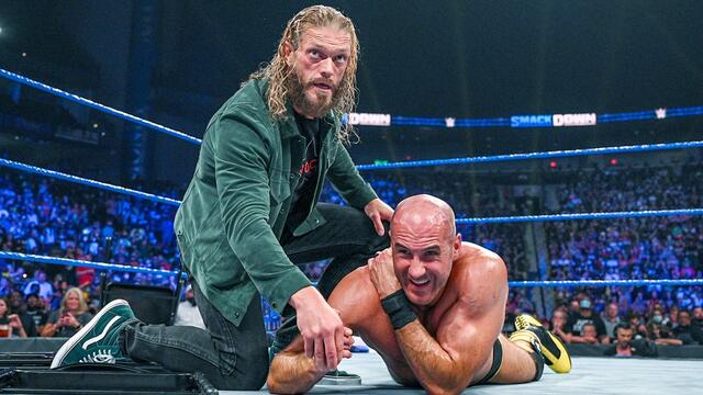 Cesaro suffers cervical strain at Seth Rollins’ hands: Talking Smack, Sept. 4, 2021 background