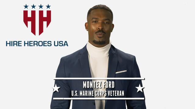 U.S. Marine Corps Veteran Montez Ford supports Hire Heroes USA background
