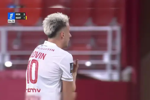 [Red Card] Sudden turn of events! Golovin sent off, Monaco play with ten men