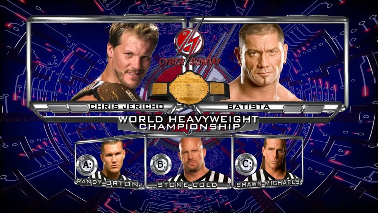 Story of Chris Jericho vs. Batista | Cyber Sunday 2008 background