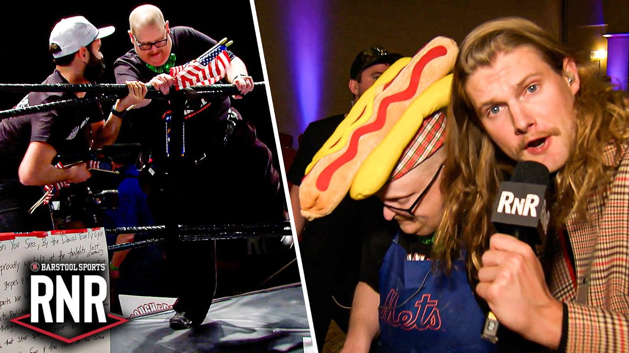 Frank The Tank Struggles Getting In The Ring And Makes Hot Dogs At RNR background