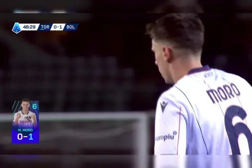 [Goal] Jonathan Lo crosses into the box, Nikola Moro scores with a heel flick