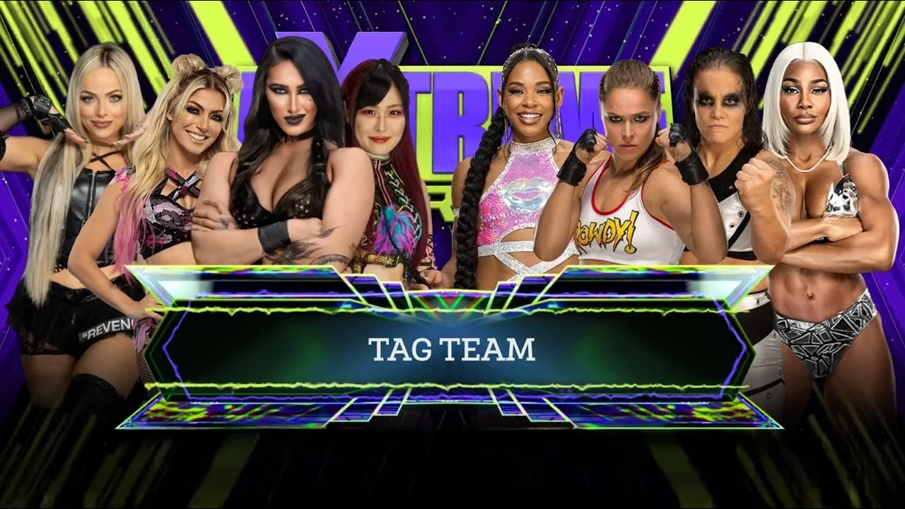 Rhea Ripley lyo Sky Liv Morgan Alexa Bliss vs Bianca Belair Ronda Rousey Jade Cargill Shayna Baszler