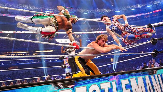 Rey Mysterio & Dominik hit Logan Paul with double 619: WrestleMania 38 (WWE Network Exclusive) background