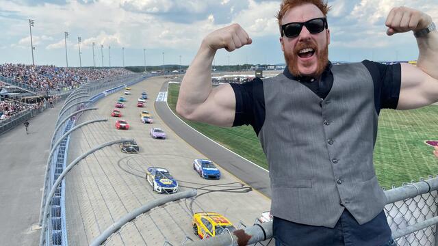 Sheamus waves the green flag at NASCAR's Ally 400