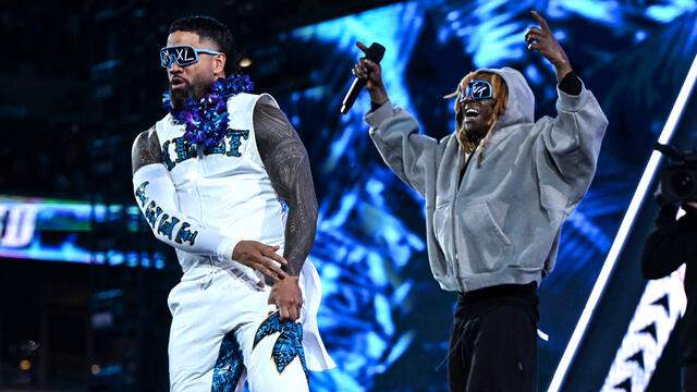 Lil Wayne and Jey Uso pump up the WWE Universe: WrestleMania XL Saturday highlights backdrop