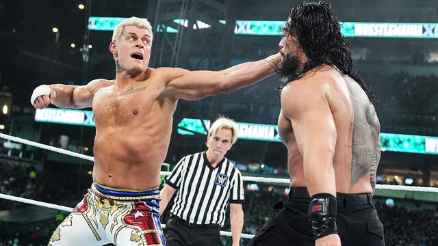Roman Reigns vs. Cody Rhodes — Undisputed WWE Universal Championship Bloodline Rules Match: WrestleMania XL Sunday highlights