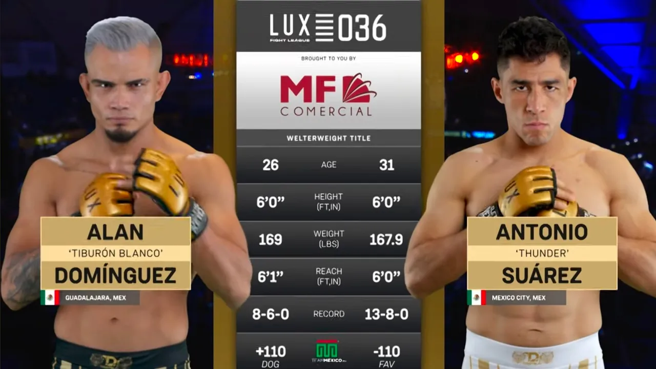 Alan “Tiburón Blanco” Domínguez vs Antonio “Thunder” Suárez | LUX 036  Pelea por el Cinturón 170 lbs
