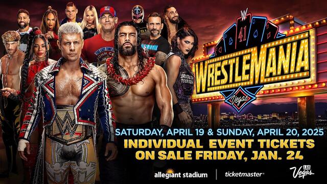 WrestleMania 41 individual event tickets available Friday, Jan. 24 background