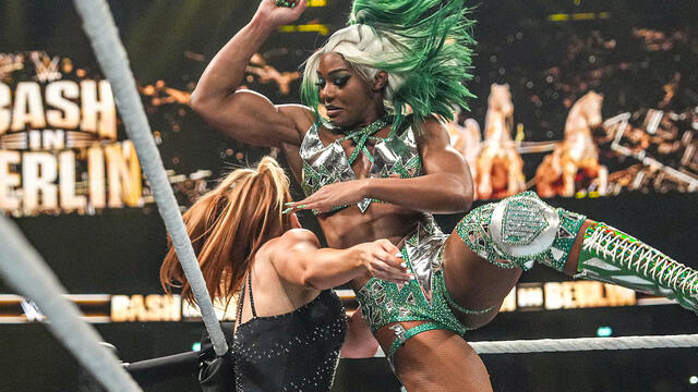 The Unholy Union vs. Bianca Belair & Jade Cargill – title match: WWE Bash in Berlin 2024 highlights background