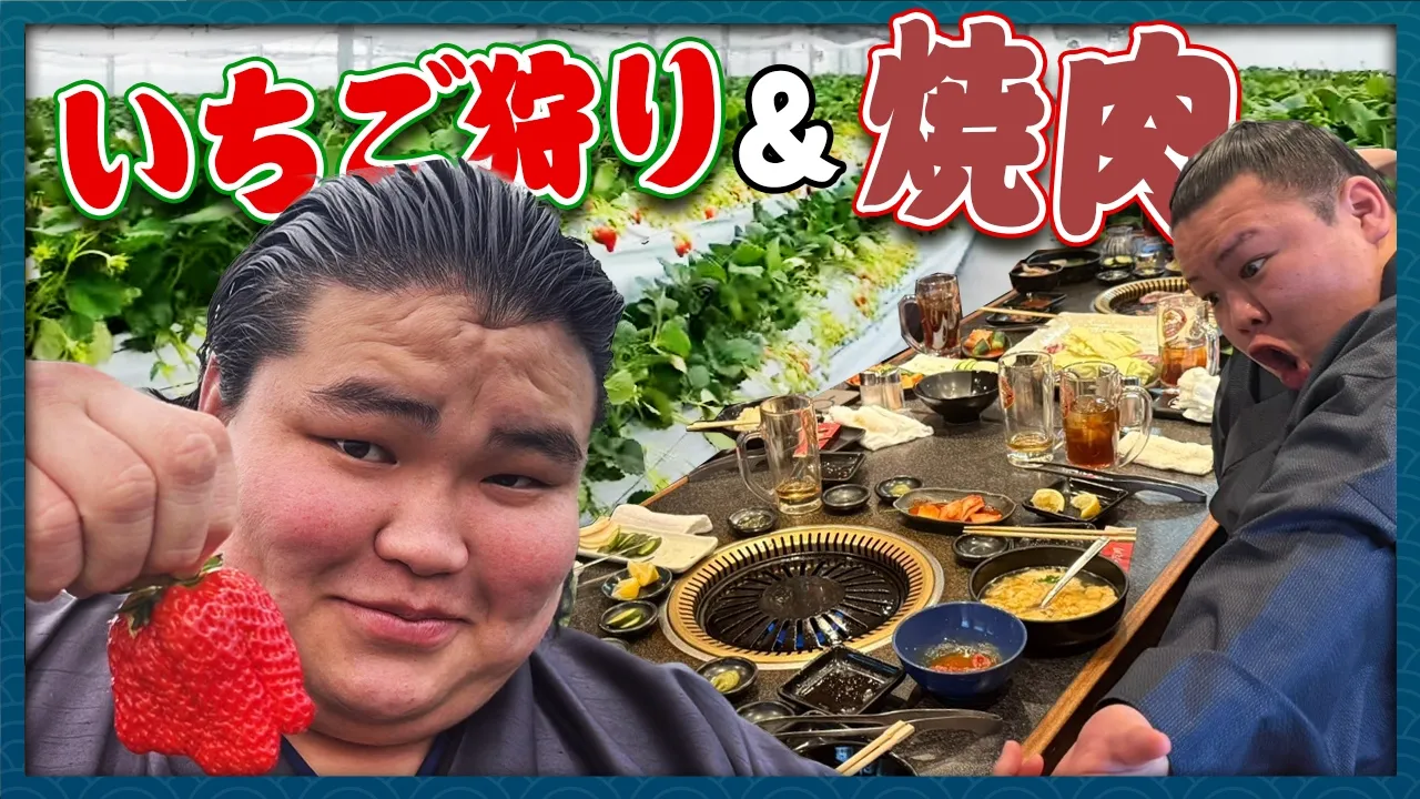 【密着】力士、休日にいちご狩り!?想像以上に癒された…🍓 background