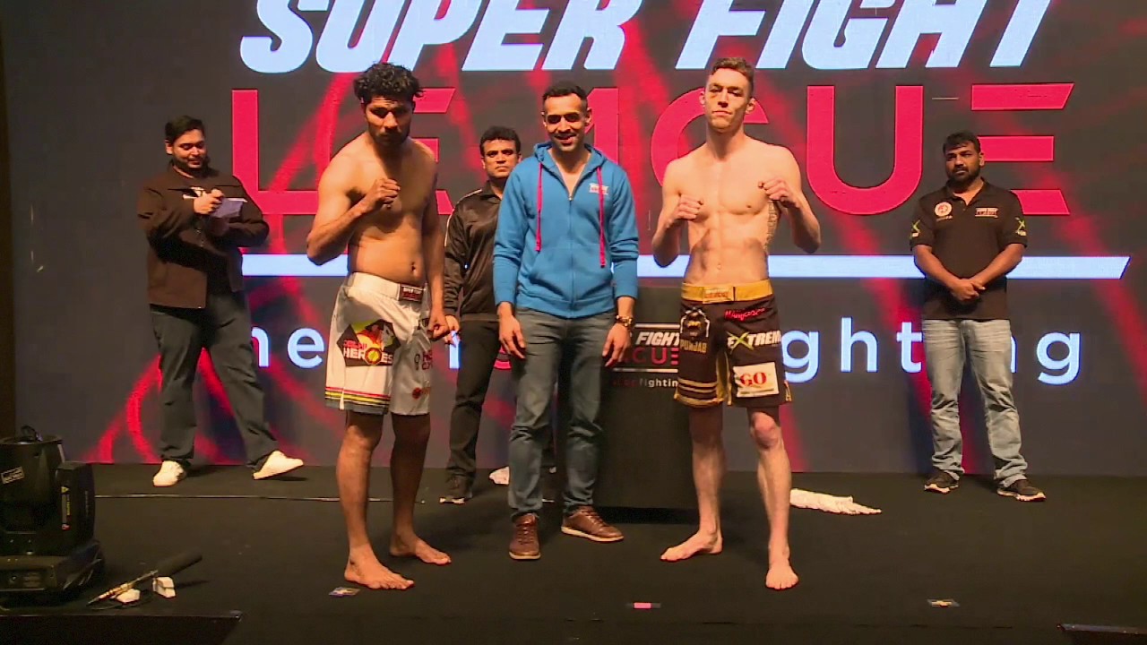 Delhi Heroes v/s Sher-E-Punjab weigh ins | Super Fight League background
