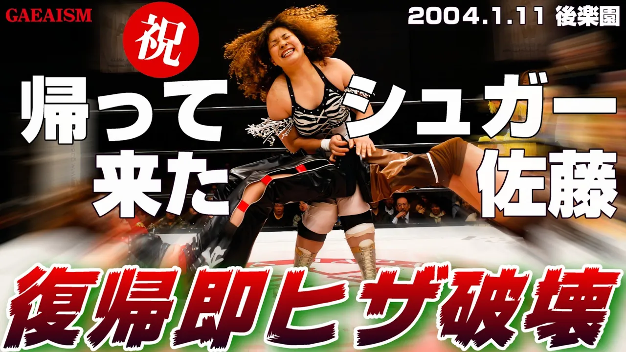 【女子プロレス GAEA】名タッグ復活!しかし… シュガー佐藤 & 永島千佳世 vs 植松寿絵 & 輝優優 2004年1月11日 東京・後楽園ホール background