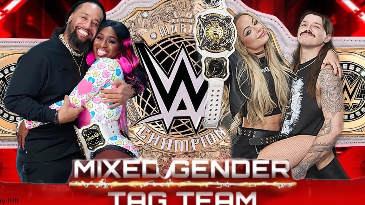 Dominik Mysterio & Liv Morgan vs Naomi & Jimmy Uso | Mixed Gender Tag | WWE 2K24 #wrestling background