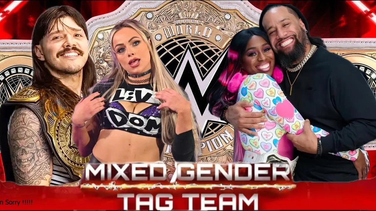 Dominik Mysterio & Liv Morgan vs Naomi & Jimmy Uso I Mixed Gender Tag | WWE 2K25 backdrop