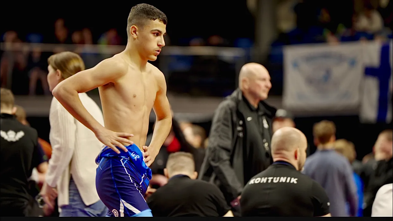 U15 Sebastian Felski (POL) vs Robert Astrian (ISR) 57kg. Greco-roman boys wrestling tournament.
