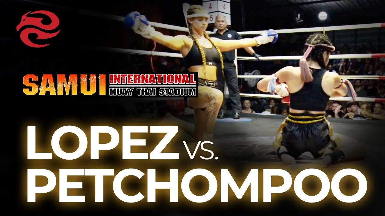 Jasmin Lopez vs. May Petchompoo | Samui International Muay Thai Stadium background