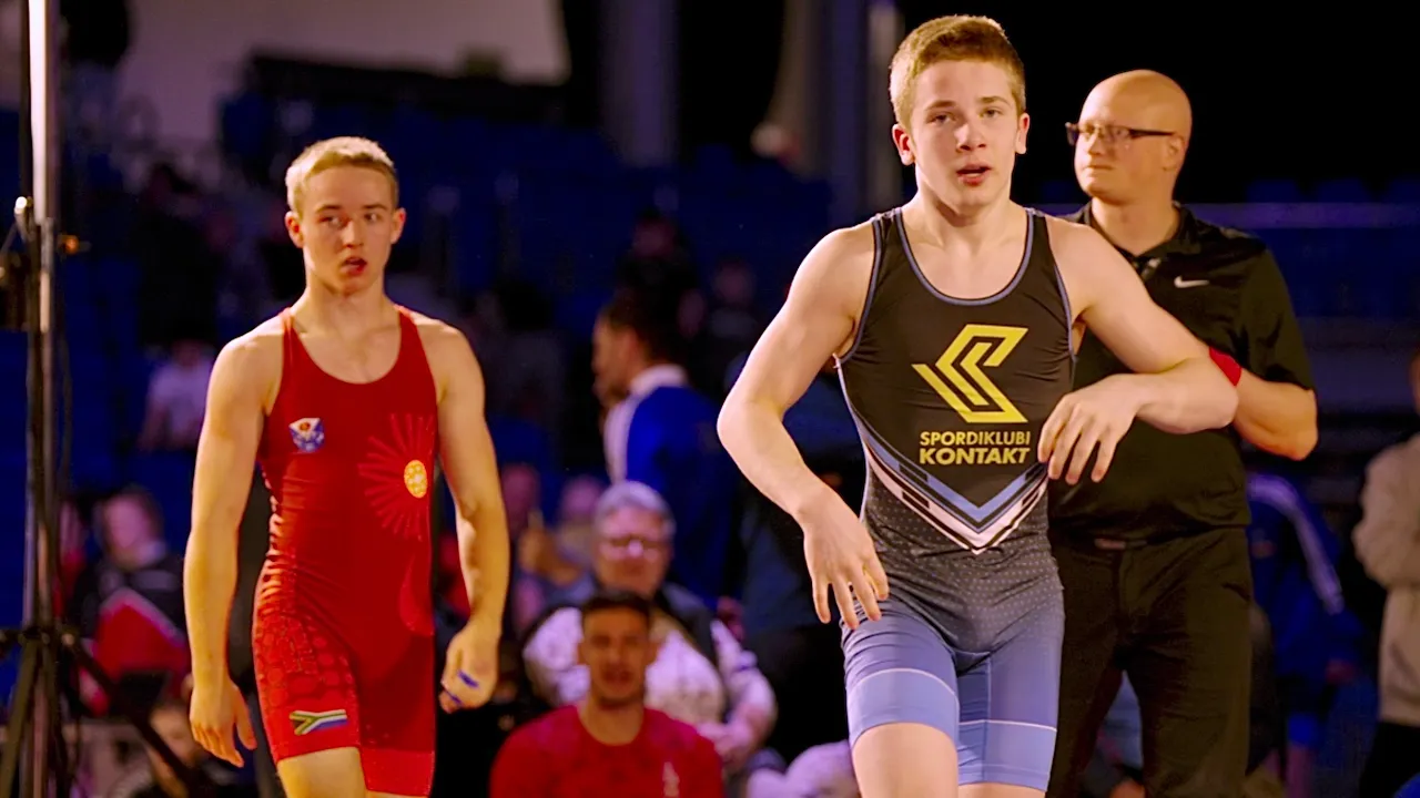 South Africa vs Estonia/Ukraine U17 L. M. Jordaan vs Makar Zeleznyak 57kg. Freestyle boys wrestling.