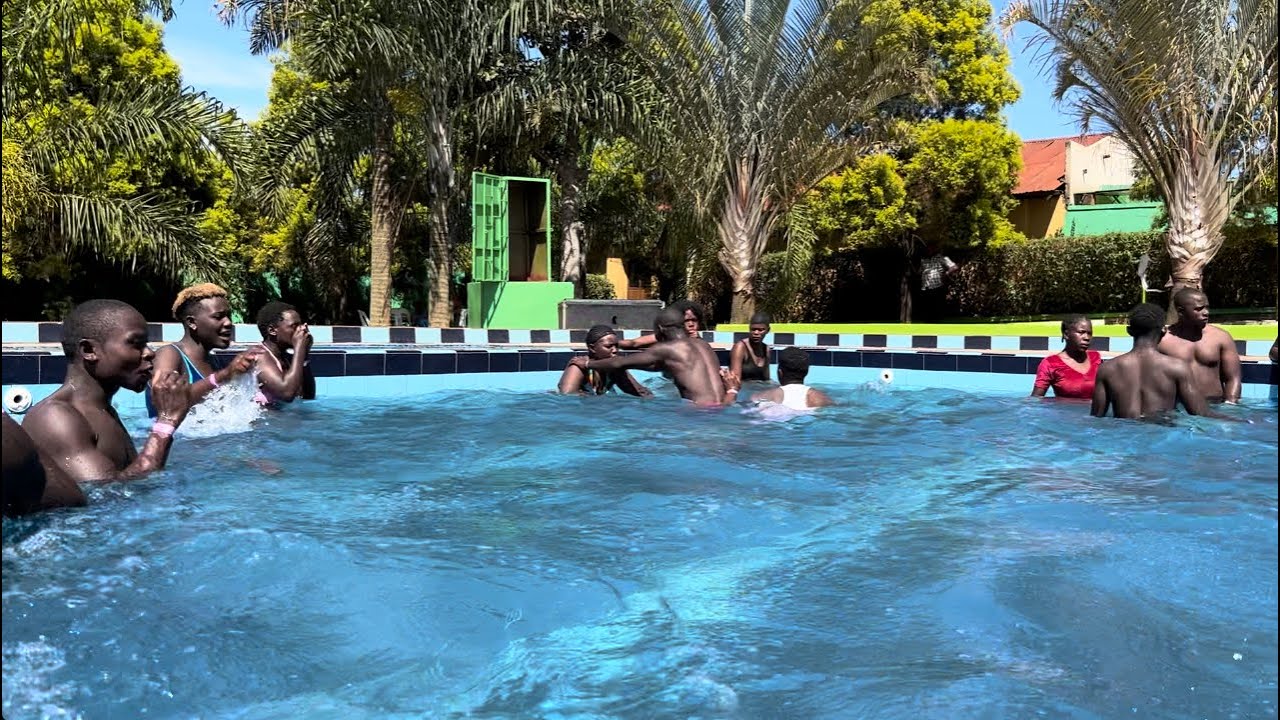 Softground wrestling crew out for a swim background