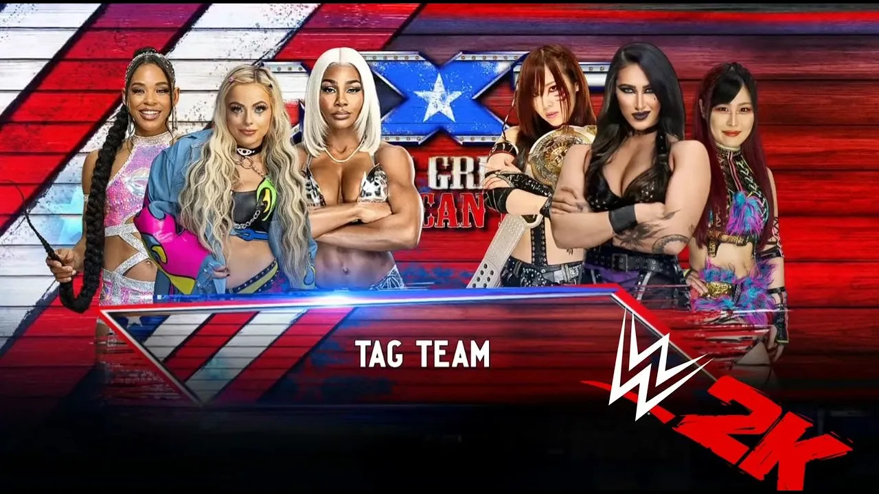 Liv Morgan Bianca Belair Jade Cargill VS Rhea Ripley Iyo Sky Kairi Sane Tag Team Match WWE 2K24