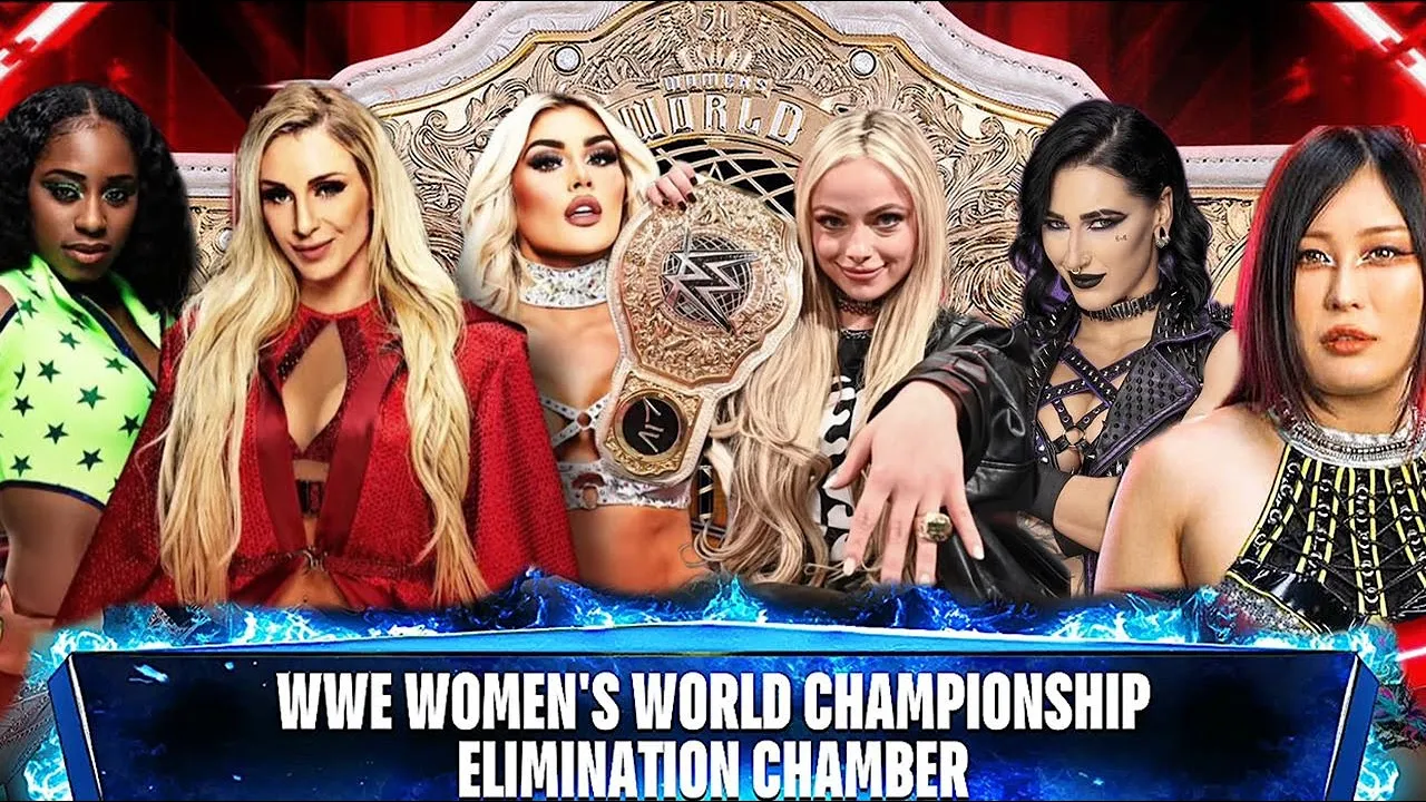 Liv Morgan Tiffany Stratton Charlotte Flair Rhea Ripley Iyo Sky Naomi WWE Elimination Chamber Match