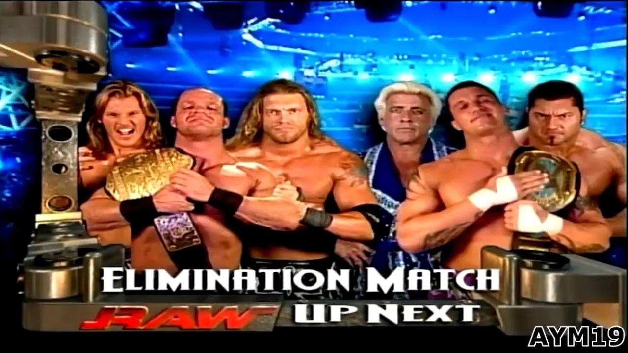 Chris Benoit,Edge,Chris Jericho vs The Evolution RAW 6/14/2004 Highlights