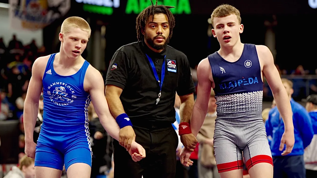 U15 Vytautas Raudowis (LTU) vs Dominic Sõber (EST) 68kg. Greco-r boys youth wrestling tournament.