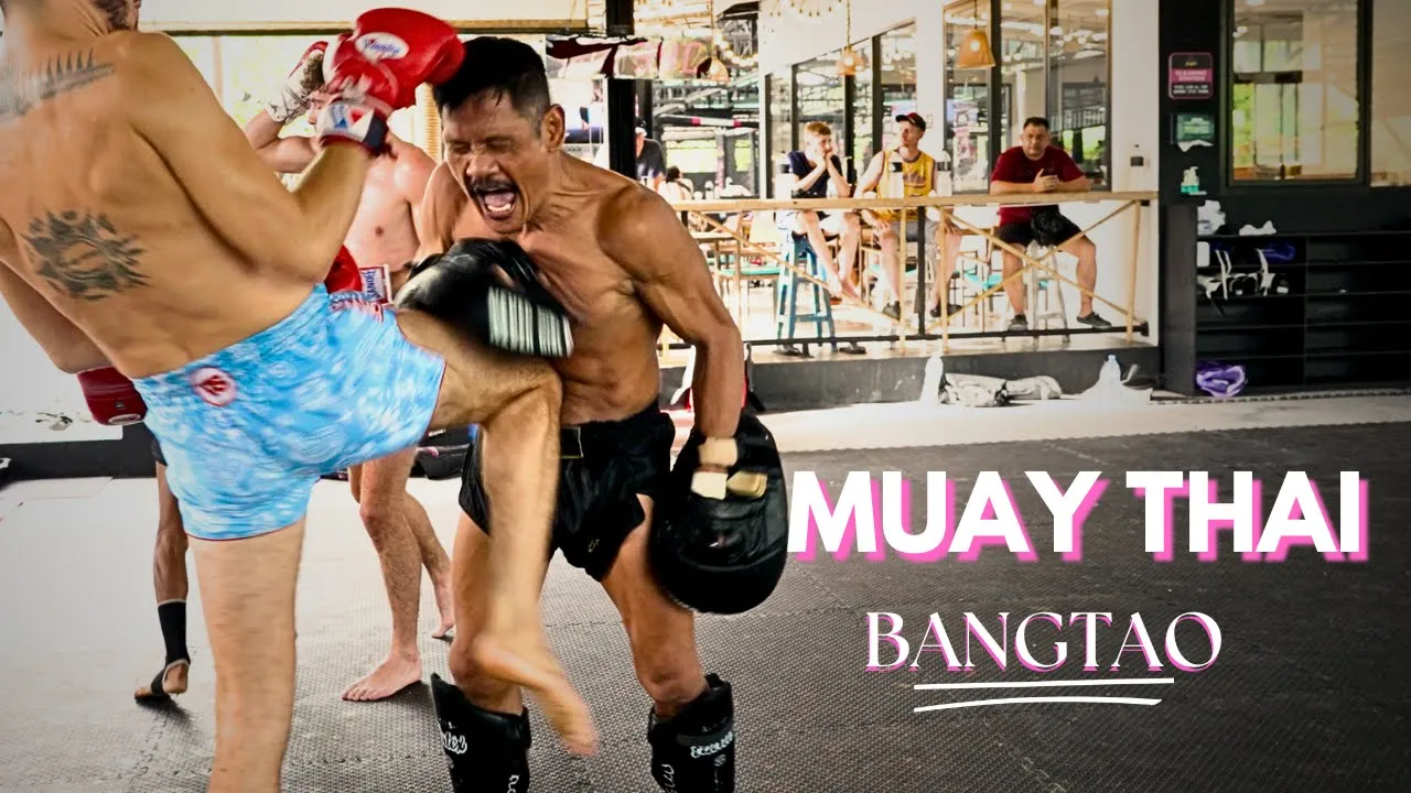 Muay Thai | Fighters Class | Padwork | Bangtao Muay Thai Training Camp Phuket Thailand background