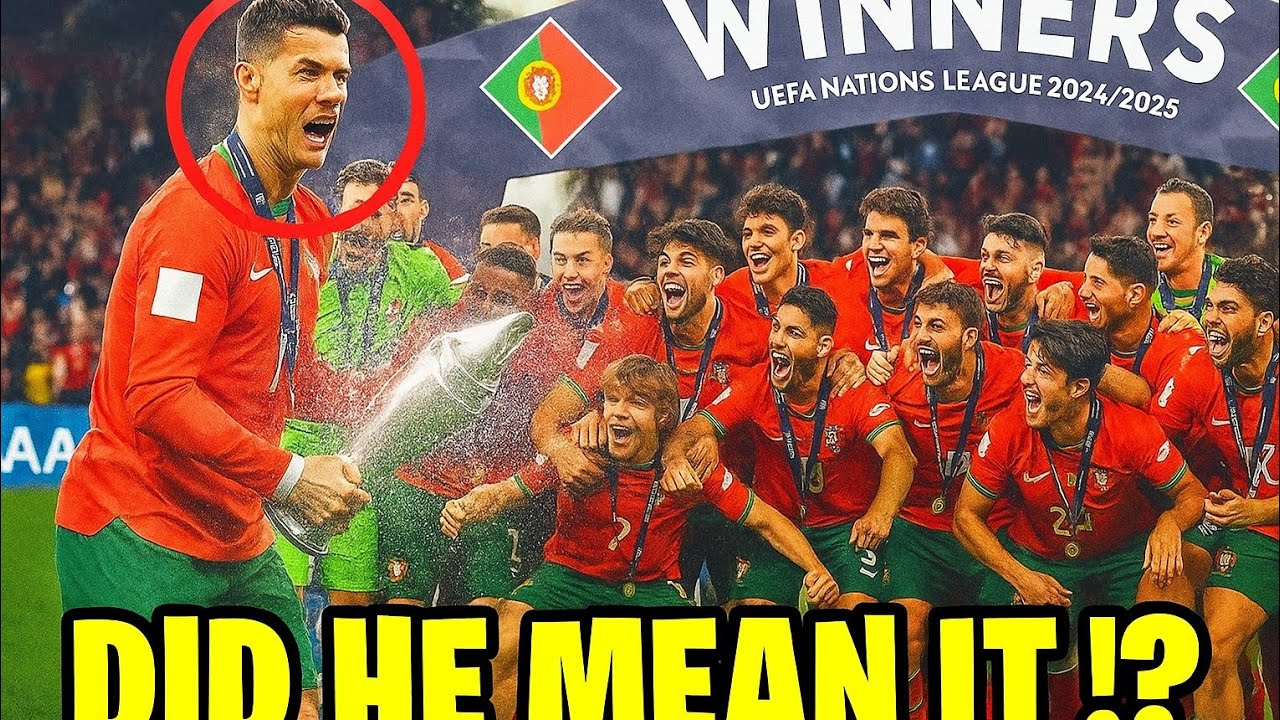 Cristiano Ronaldo & Portugal Team Trophy Celebration Ceremony after wom UEFA Nations League Final