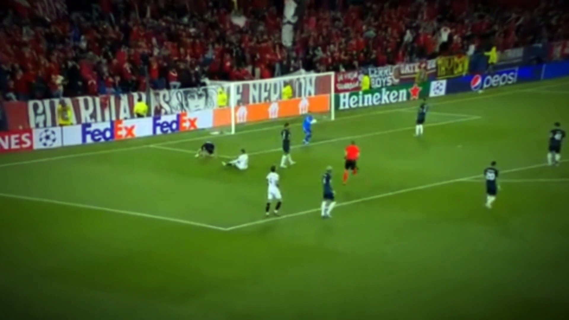 Arsenal vs Sevilla Highlights / UEFA champions league backdrop