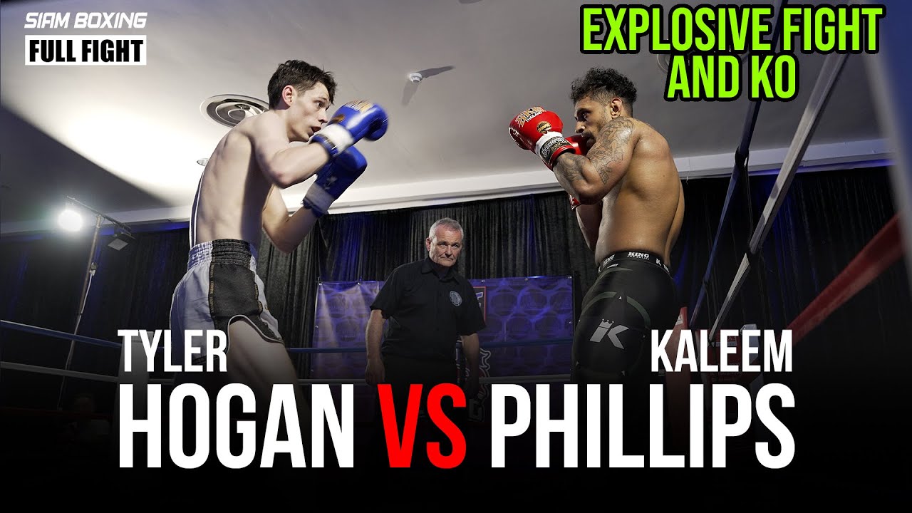 EXPLOSIVE K1 FIGHT AND KO! Tyler Hogan vs Kaleem Phillips | Siam Boxing background