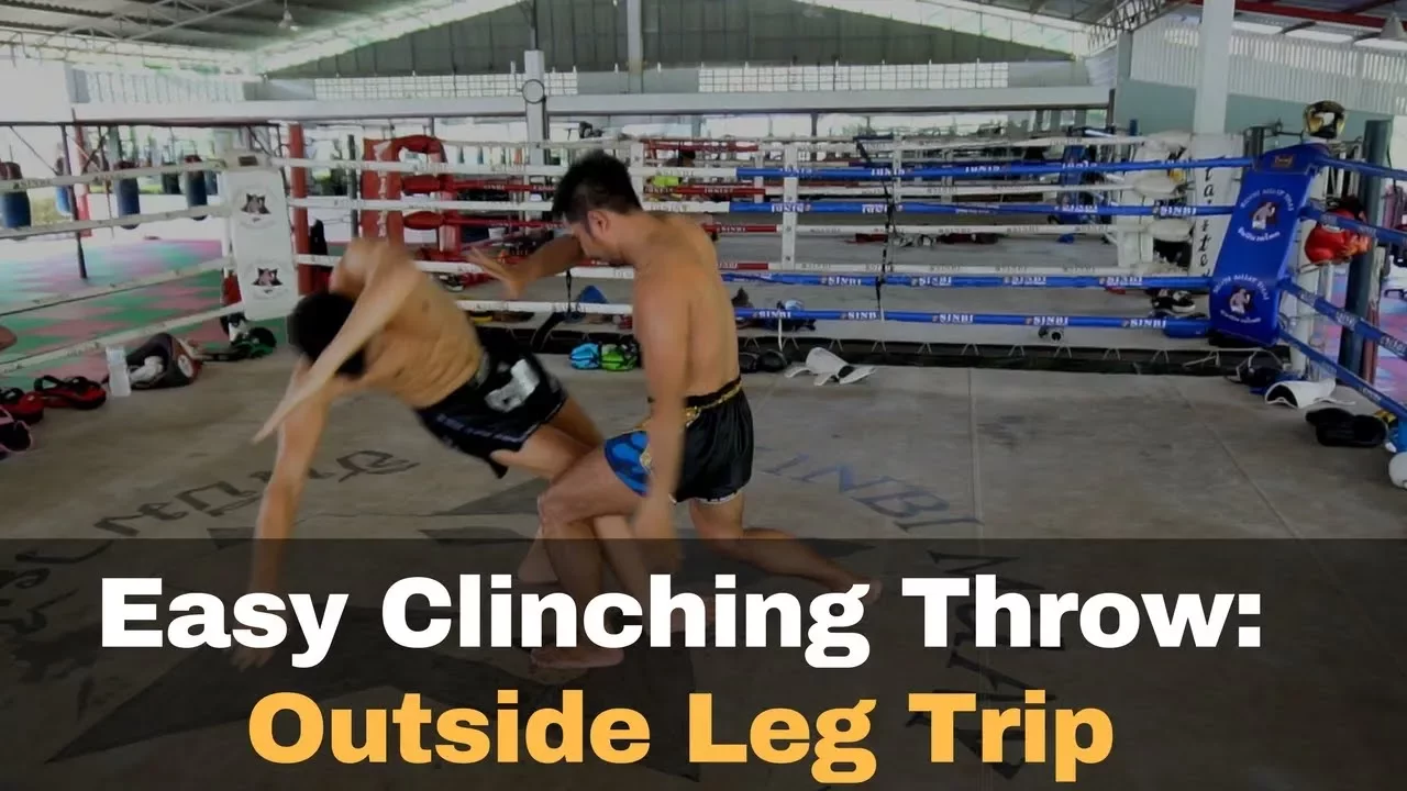 Easy Muay Thai Sweep - Outside Leg Trip from Clinch background