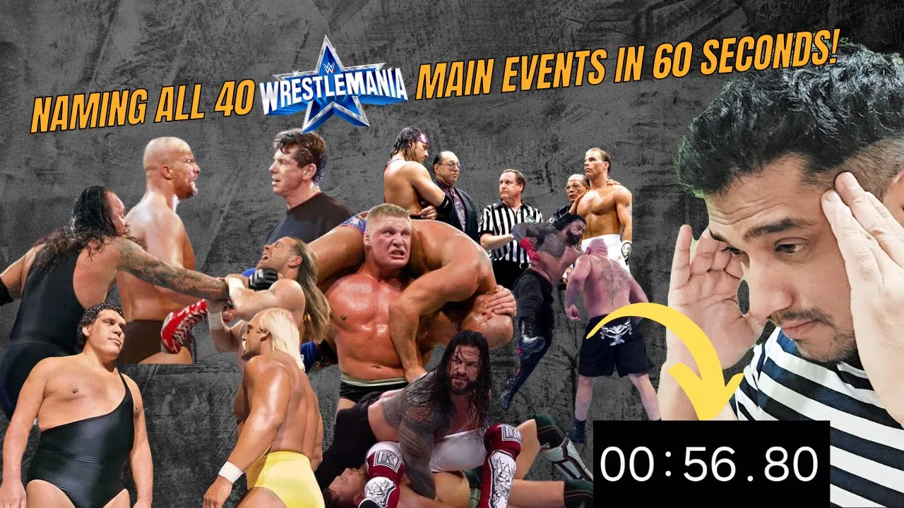 Can I name ALL 40 WrestleMania main events in 60 seconds? background