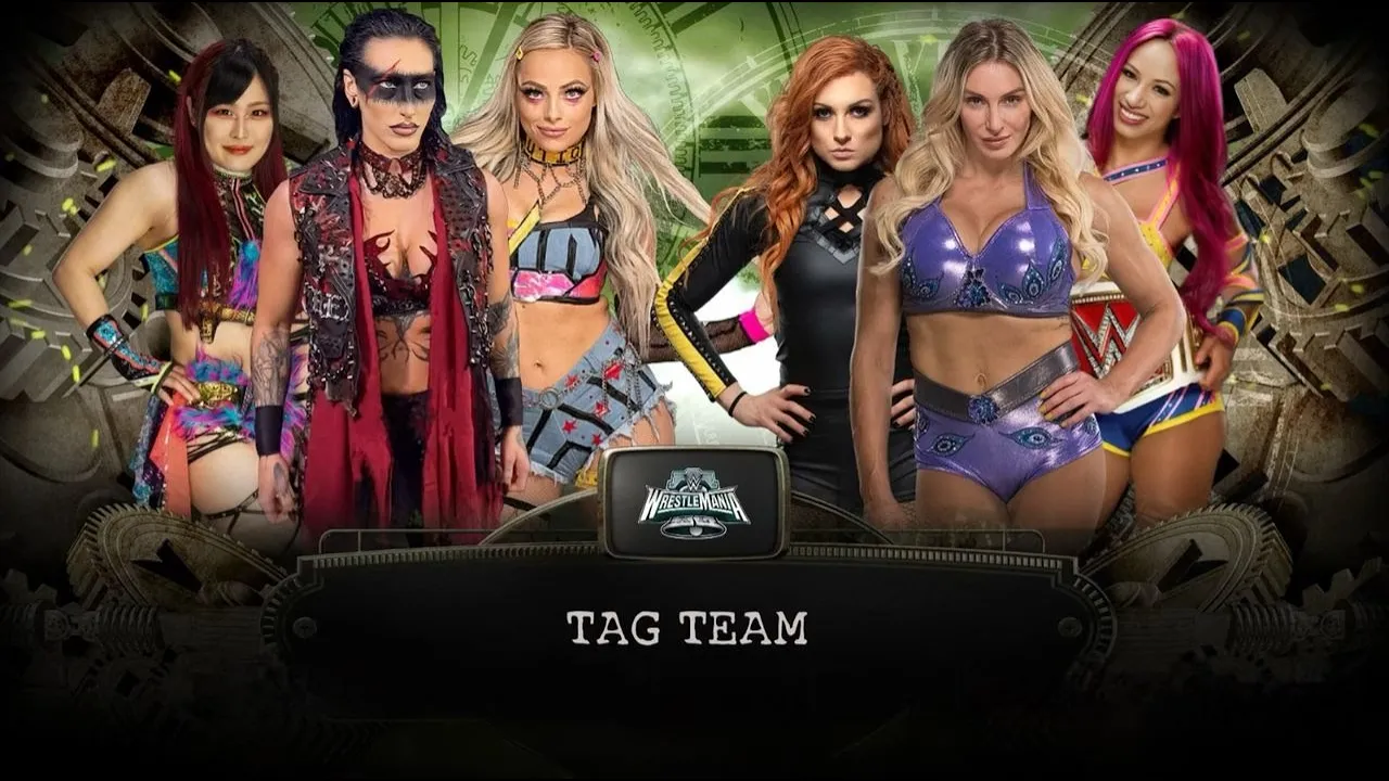WWE2K24 Rhea Ripley Iyo Liv Morgan vs Sky Charlotte Flair Becky Lynch Bayley Sasha Banks