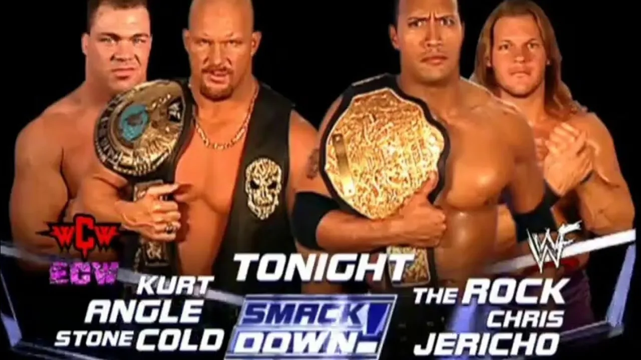 "Stone Cold" Steve Austin & Kurt Angle vs The Rock & Chris Jericho SmackDown! 11/15/2001 Highlights