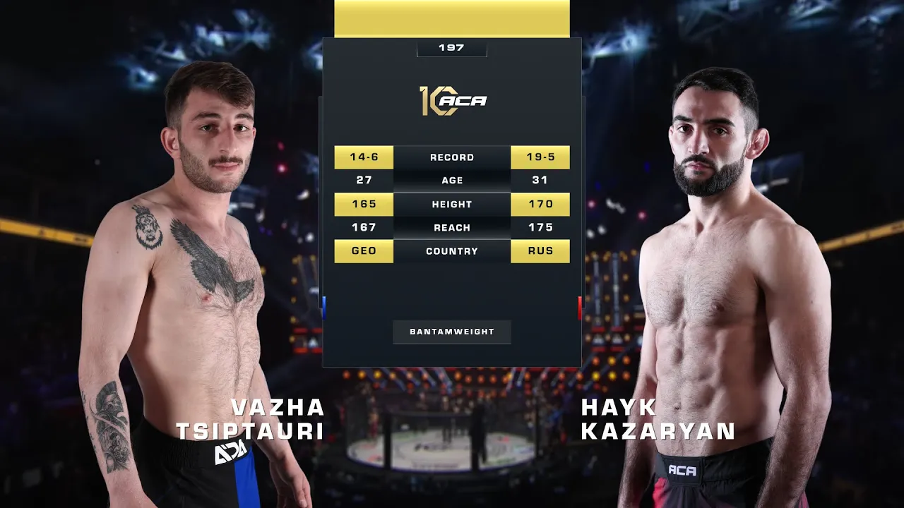 Важа Циптаури vs. Айк Казарян | Vazha Tsiptauri vs. Hayk Kazaryan | ACA 197