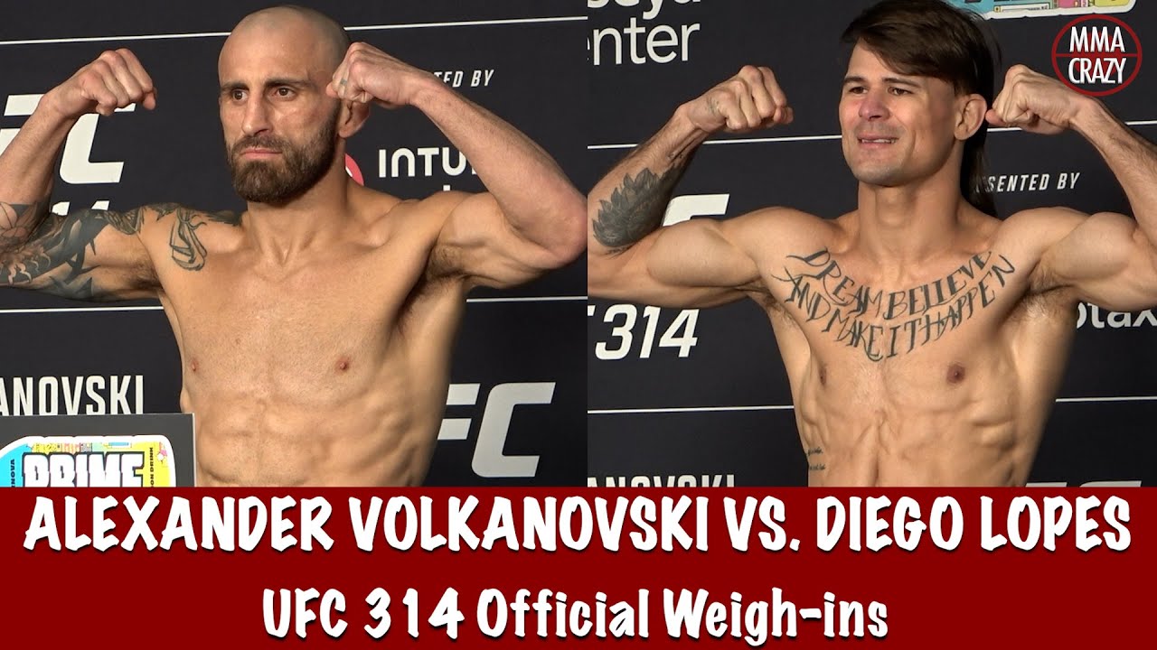 UFC 314 Official Weigh Ins: Alexander Volkanovski & Diego Lopes background