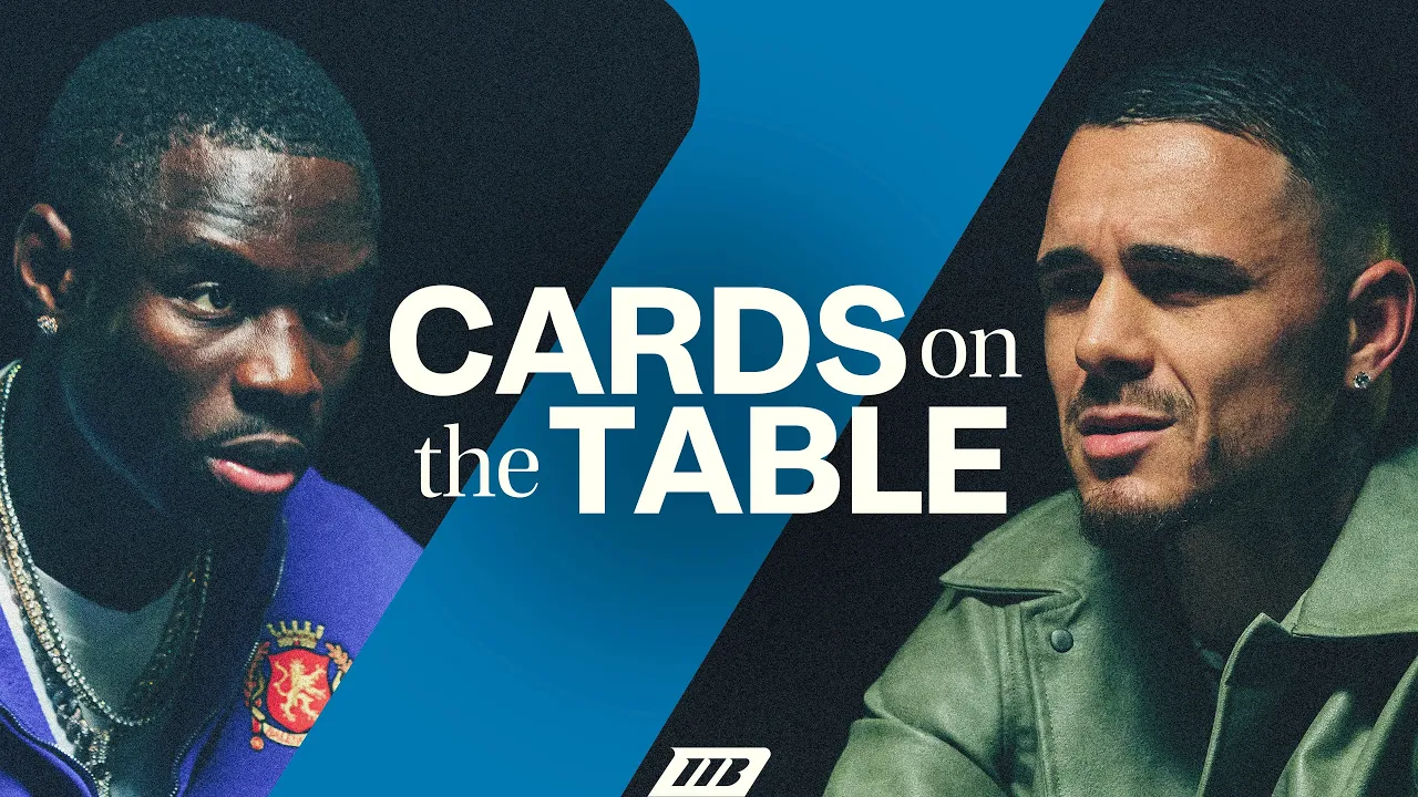 Hitchins vs Kambosos | Face-Off Cards on the Table | Matchroom Boxing background