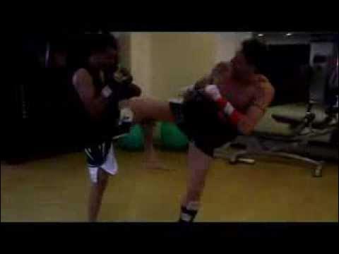 Daniel Isaac works the pads with Edgar background