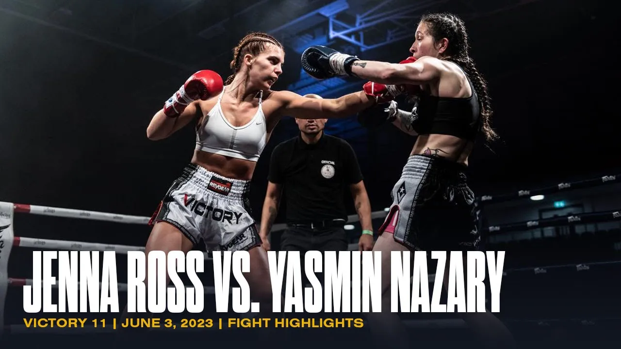 FEMALE MUAY THAI FIGHT 🔥 Jenna Ross vs Yasmin Nazary | Fight Highlights | VICTORY 11 background