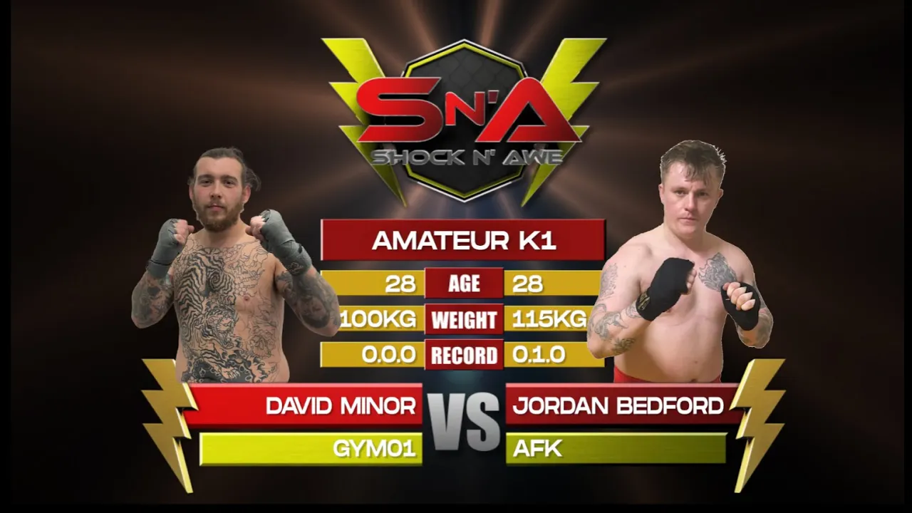 Shock N Awe 36 - David Minor vs Jordan Bedford Heavyweight 93kg+ Amateur K1 Kickboxing