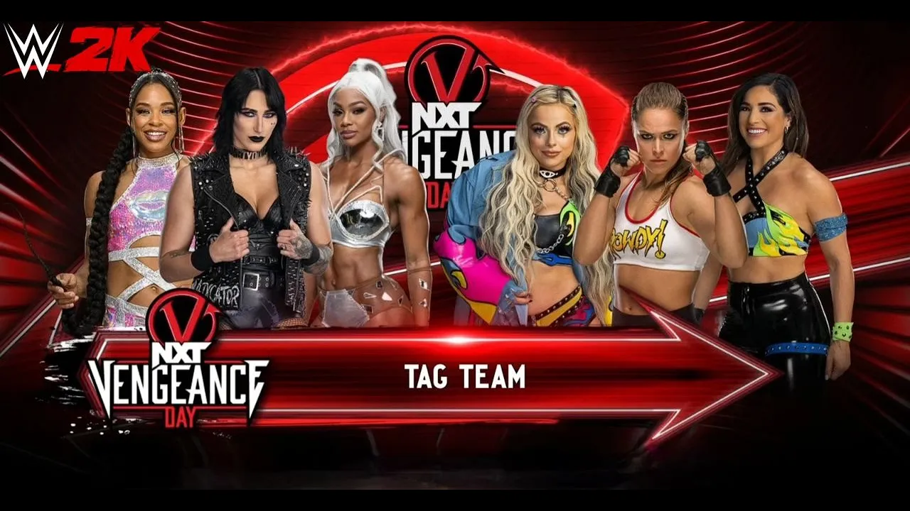 WWE2K24 - Rhea Ripley Jade Cargill Bianca Belair vs Liv Morgan Rodriguez Ronda Rousey Tag #wwe2k24