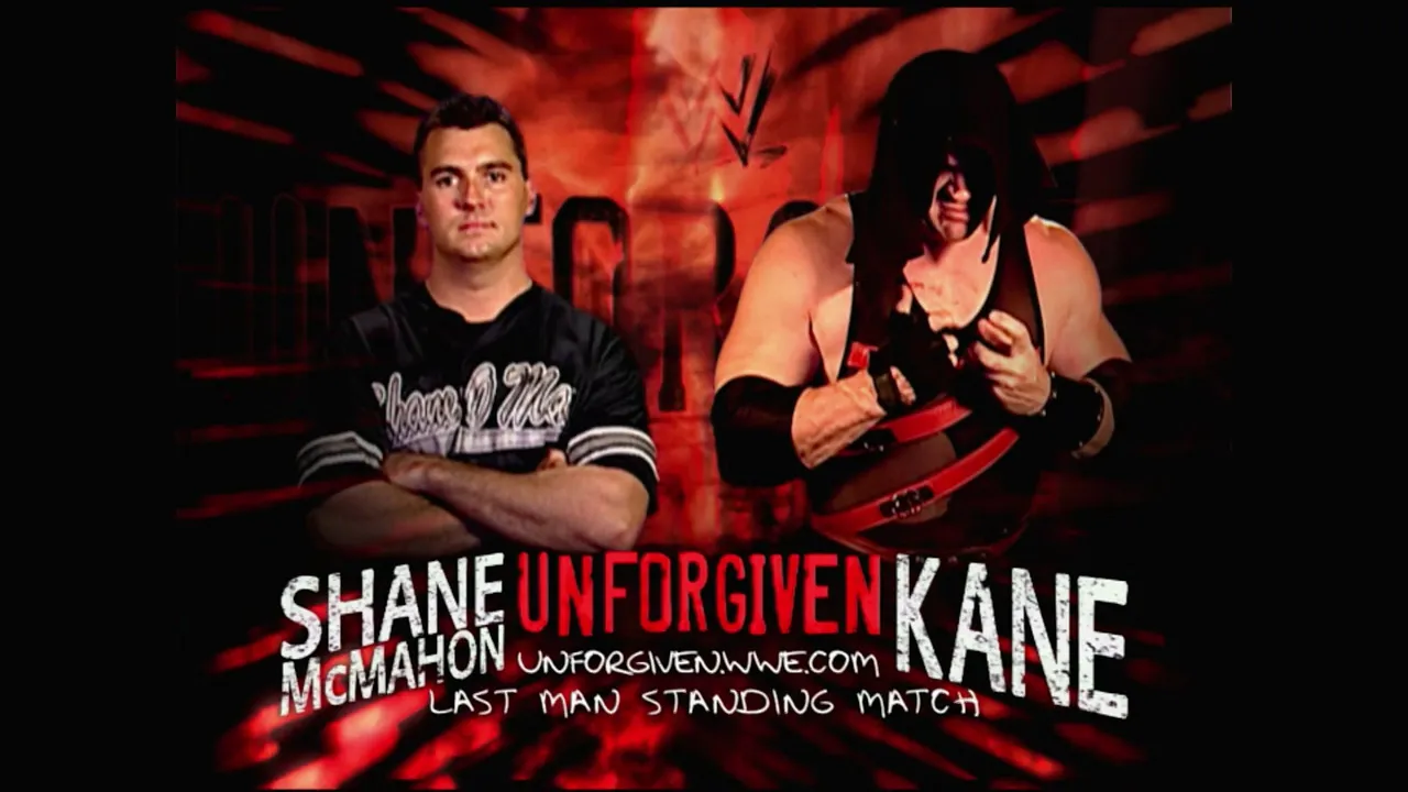 Story of Shane McMahon vs. Kane | Unforgiven 2003 background