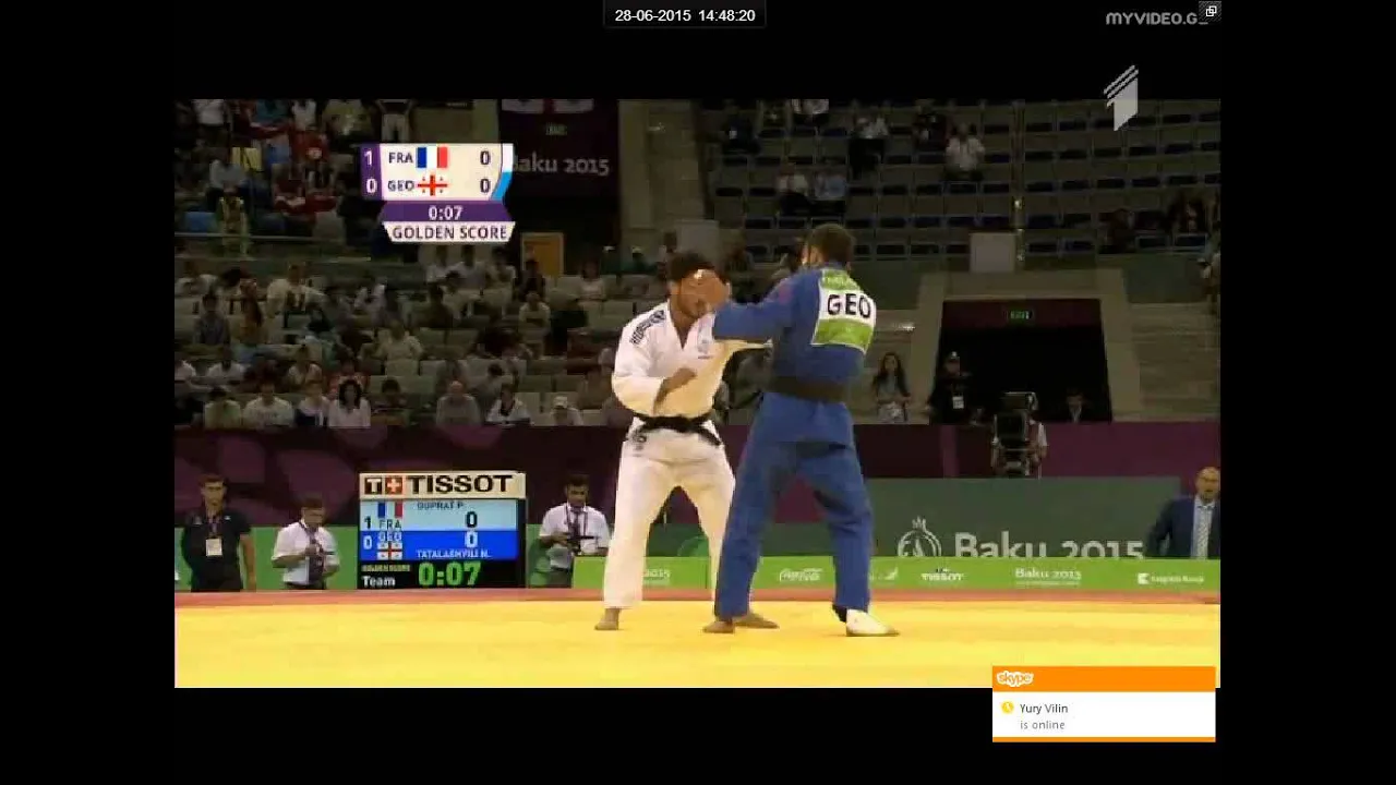Pierre Duprat vs Nugzar Tatalashvili judo teams European championships final - Baku 2015