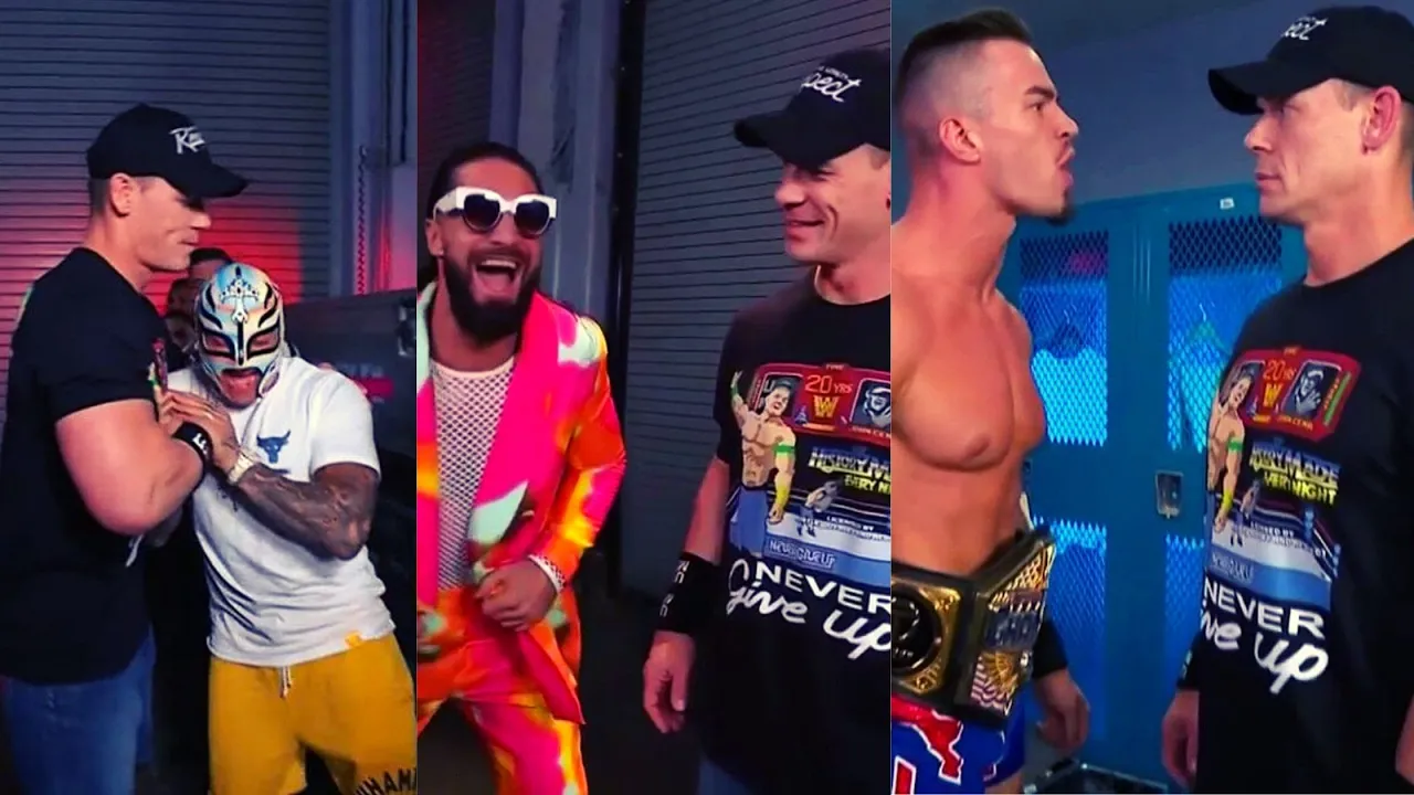 John Cena Sharing Backstage Moment With WWE Superstars on Raw | John Cena 20 Years Celebration