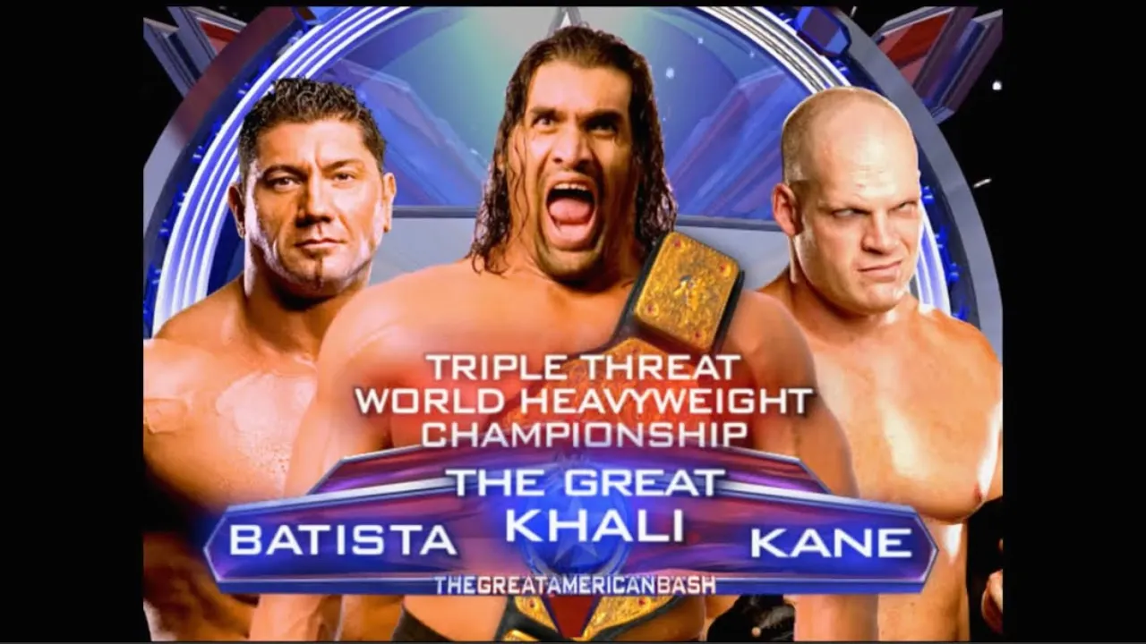 Story of The Great Khali vs. Batista vs. Kane | Great American Bash 2007 background