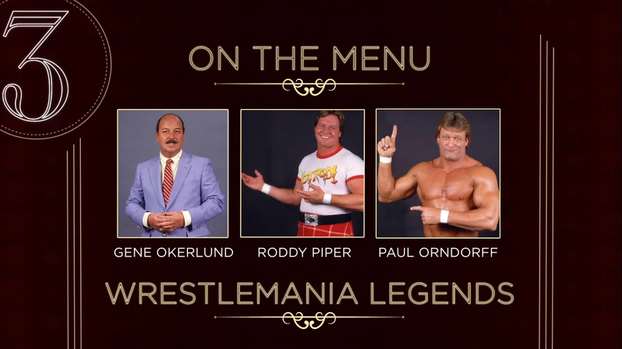 Gene Okerlund, Roddy Piper & Paul Orndoff | Table For 3 background